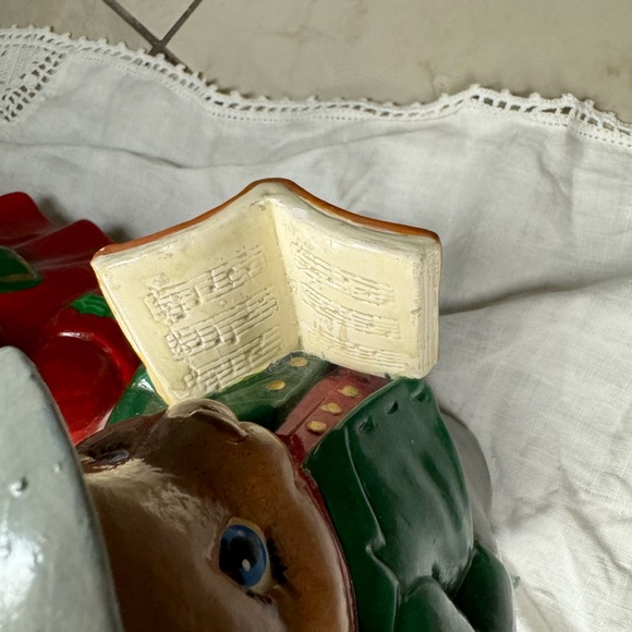 Pair of VTG Hand Painted Christmas Teddy Bear Figurines Boy & Girl 9" Tall - Picture 5 of 6